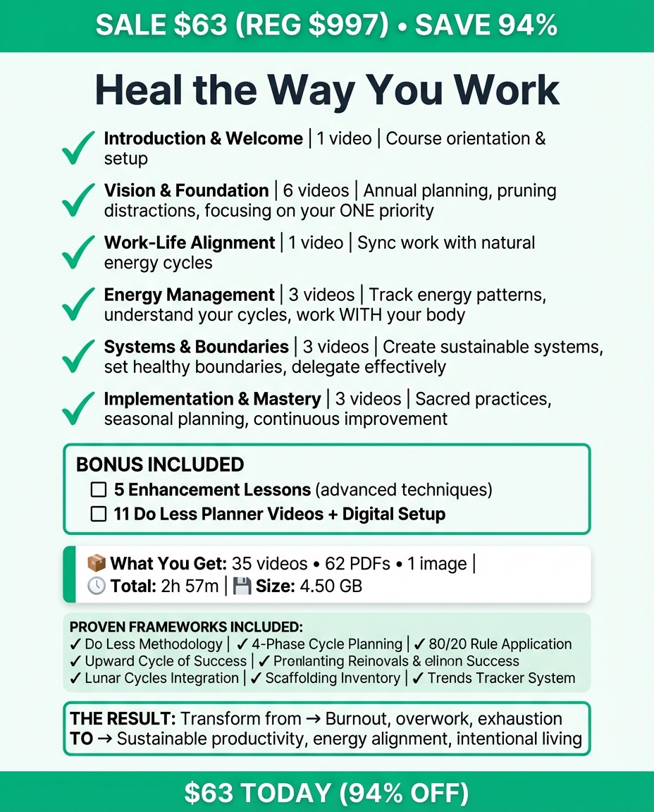 Heal the Way You Work Review (2026): Every Framework, Honest Limitations